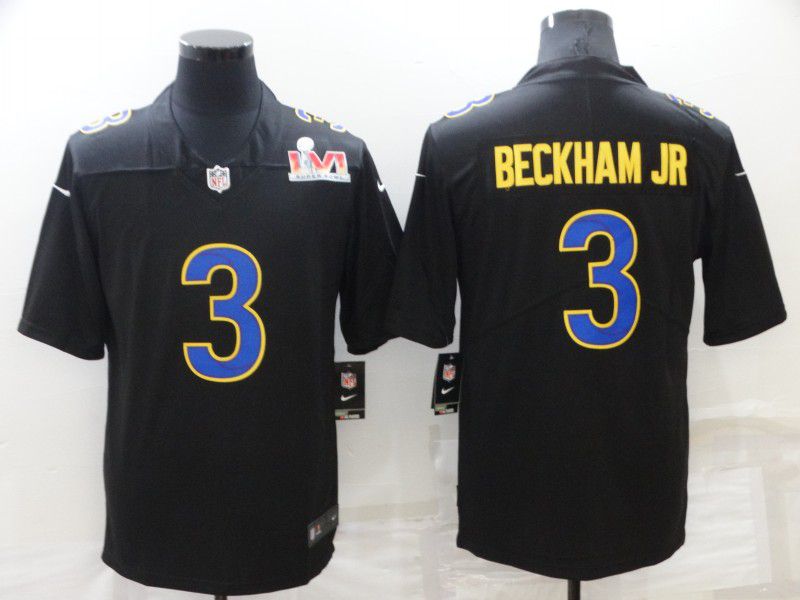 Men Los Angeles Rams #3 Beckham jr Black 2022 Super Bowl Vapor Untouchable Limited Nike NFL Jersey